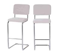 Lot de 2 tabourets JACK en velours côtelé beige avec pieds métalliques