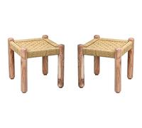 Lot de 2 tabourets Josue élégants en bois d'acacia marron clair 36 cm