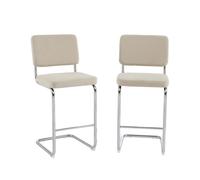 Lot de 2 tabourets mi-hauts JACK velours côtelé beige pied métal