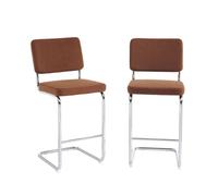 Lot de 2 tabourets mi-hauts JACK velours côtelé terracotta pied métal