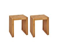 Lot de 2 Tabourets Modernes Rustiques pour l'Extérieur en Bois d'Acaci