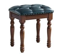 Lot de 2 tabourets ottomans vintage en cuir pour la maison, le salon et le dressing, design carré, assise confortable pour la routine beauté
