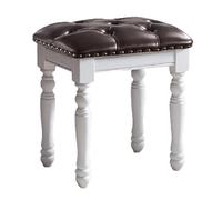 Lot de 2 tabourets ottomans vintage en cuir pour la maison, le salon et le dressing, design carré, assise confortable pour la routine beauté