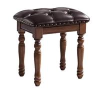 Lot de 2 tabourets ottomans vintage en cuir pour la maison, le salon et le dressing, design carré, assise confortable pour la routine beauté