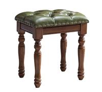 Lot de 2 tabourets ottomans vintage en cuir pour la maison, le salon et le dressing, design carré, assise confortable pour la routine beauté