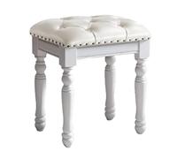 Lot de 2 tabourets ottomans vintage en cuir pour la maison, le salon et le dressing, design carré, assise confortable pour la routine beauté