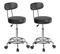 lot de 2 tabourets pivotants avec dossier Tabouret à roulettes réglable en hauteur Tabouret de travail pivotant Tabouret de cabinet médical Tabouret cosmétique noir