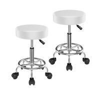 lot de 2 tabourets pivotants Tabouret à roulettes réglable en hauteur Tabouret de travail Tabouret pivotant Tabouret de cabinet médical Tabouret cosmétique Roulettes blanc