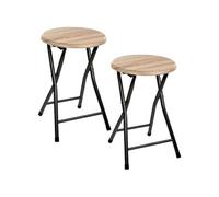Toilinux – Lot de 2 Tabourets pliants en métal et MDF