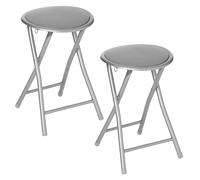 Lot De 2 Tabourets Pliants En Pvc - Gris Gris