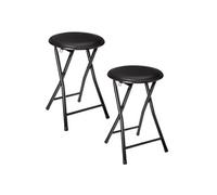 Lot De 2 Tabourets Pliants En Pvc - Noir Noir