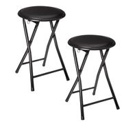 Lot De 2 Tabourets Pliants En Pvc - Noir Noir