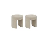 Lot de 2 Tabourets pouf revêtu en tissu Beige - Longueur 38 x Profondeur 38 x Hauteur 38 cm - -