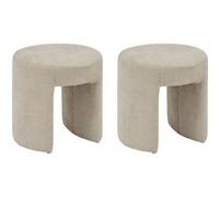 Lot de 2 Tabourets pouf revêtu en tissu Beige - Longueur 38 x Profondeur 38 x Hauteur 38 cm - PEGANE - Beige