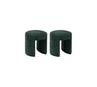Lot de 2 Tabourets pouf revêtu en tissu vert - Longueur 38 x Profondeur 38 x Hauteur 38 cm - -