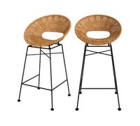 Lot de 2 tabourets pour îlot central 65 cm en résine tressée - Rava - Rendez-Vous Déco