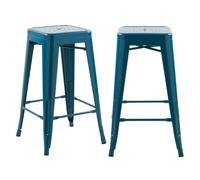 Lot de 2 tabourets pour îlot central 66 cm en métal bleu mat - Indus - Rendez-Vous Déco