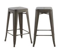 Lot de 2 tabourets pour îlot central 66 cm en métal gris mat - Indus - Rendez-Vous Déco