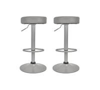 Lot de 2 Tabourets Réglables Simili Gris - SMIDO -