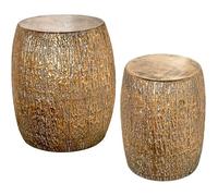 Lot de 2 tabourets Ronds en métal doré 46 x 41 x 41 cm