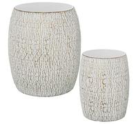 Lot de 2 tabourets Ronds en métal doré et Blanc 46 x 41 x 41 cm