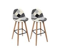 Lot de 2 Tabourets Scandinaves Noirs et Blancs - MOZAIK -