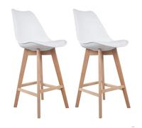 Lot de 2 tabourets scandinaves SVEN blanc avec coussin