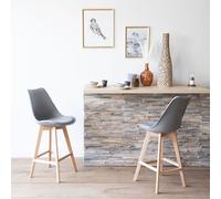 Lot de 2 tabourets scandinaves sven gris avec coussin