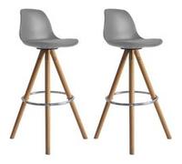Lot de 2 tabourets scandinaves TOBIAS gris avec coussin Gris G