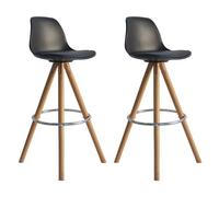Happy Garden – Lot de 2 tabourets scandinaves TOBIAS noirs avec coussin