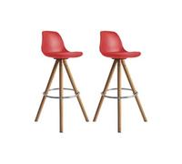 Lot De 2 Tabourets Scandinaves Tobias Rouges Avec Coussin Rouge