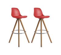 Lot de 2 tabourets scandinaves TOBIAS rouges avec coussin
