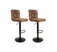 JULIO - Lot de 2 Tabourets Simili Marron Camel