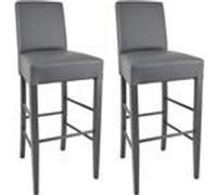 Lot de 2 Tabourets TONY Laqués Gris et Assise Simili Cuir Gris - Altobuy Gris G