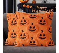Lot de 2 Taie d'oreiller d'Halloween, 45x45 cm, Housse de Coussin Fantôme Drôle, Taie d'oreiller en Peluche Halloween, Convient pour Halloween, Thanksgiving, Festival de la Récolte, Canapé, Chaise