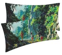 Lot de 2 Taie Oreiller 40 x 80 Décoratives Douces en Velours Personnages Taie D'oreiller Decoration, Coussin Canape Chambre à Coucher avec Fermeture éclair Invisible housse coussin La Montagne F0-599