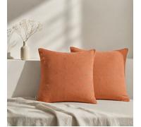 Lot de 2 Taies d’Oreiller 60 x 60 cm - Gaze de Coton Brodée - GAÏA BOHO Abricot