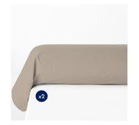 Lot de 2 taies de traversin 100% coton - Beige - 85x185 cm