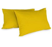 Lot de 2 taies d'oreiller 100% Coton, 52 x 80 cm, Jaune, 0 Bed