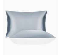 Lot de 2 taies d'oreiller 100 % soie pour la santé des cheveux et de la peau, douces, lisses et rafraîchissantes pour le sommeil (gris standard, 50 x 75 cm)