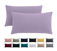 Lot de 2 taies d'oreiller, 40 x 70 cm, 100 % microfibre, infroissable, avec fermeture éclair, lavande