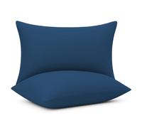 Lot de 2 Taies d'oreiller 40x135cm avec Fermeture Éclair, Housses de Coussin 100% Microfibre Douce et Respirante - Bleu foncé