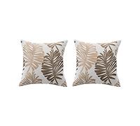 Lot de 2 taies d'oreiller 45 x 45 cm, taie d'oreiller en lin avec fermeture éclair invisible, housses de coussin pour canapé, canapé, intérieur et extérieur. (doré)