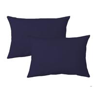 Lot de 2 taies d'oreiller 50x70 cm polyester microfibre LAGO bleu marine