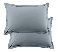 Lot de 2 taies d'oreiller 50x70 cm Rectangle 100% Coton 57 Fils Bleu Polaire