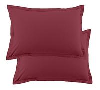 Lot de 2 taies d'oreiller 50x70 cm Rectangle 100% Coton 57 Fils Cerise