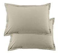 Lot de 2 taies d'oreiller 50x70 cm Rectangle 100% Coton 57 Fils Latte