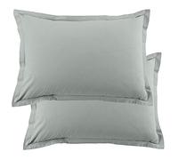 Lot de 2 taies d'oreiller 50x70 cm Rectangle 100% Coton 57 Fils Silver