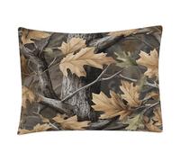 Lot de 2 Taies d'oreiller 65x65 Camouflage Forêt Housse de Coussin Carrée, Réversible Taie Oreiller Branche et Feuille de Chêne avec Fermeture éclair, pour Canapé, lit, Décoration d'intérieur