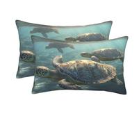 Lot de 2 taies d'oreiller avec Fermeture éclair, Douce et Respirante pour Les Cheveux et la Peau, 40,6 x 61 cm, pour Dormir, Cadeau, taies d'oreiller Sunny Sea Turtle